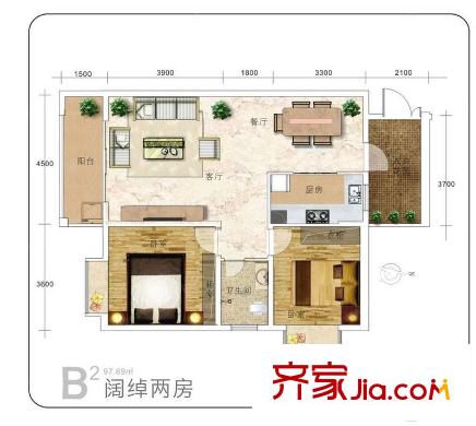 香樟鑫都戶型圖2室2廳 戶型圖 2室2廳1衛(wèi)1廚