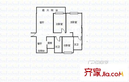 香樟鑫都戶型圖3室2廳 戶型圖 3室2廳2衛(wèi)1廚
