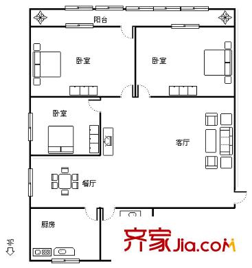 桔園小區(qū)戶型圖3室2廳 戶型圖 3室2廳1衛(wèi)1廚