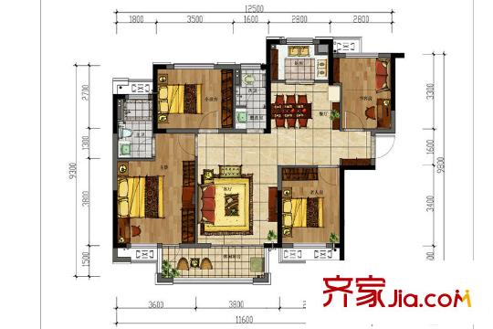 三一就此香寓26號棟B戶型 3室2廳1衛(wèi)1廚