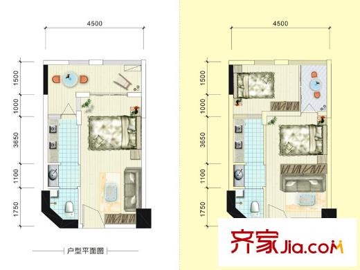 ID空間1號(hào)棟A4戶型 1室1廳1衛(wèi)1廚