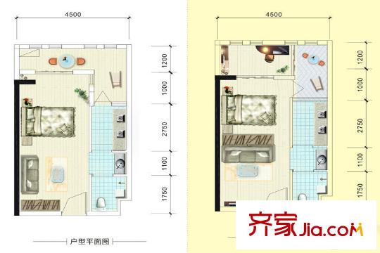 ID空間1棟A2戶型 1室1廳1衛(wèi)1廚