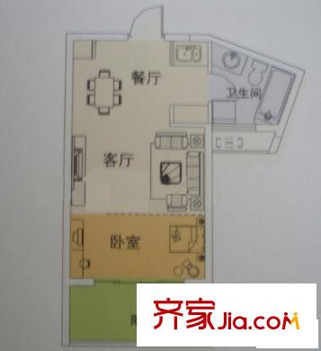 新城新世界B1戶(hù)型  1室1廳1衛(wèi)1廚