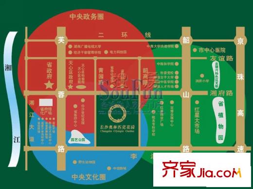 長沙奧林匹克花園交通圖