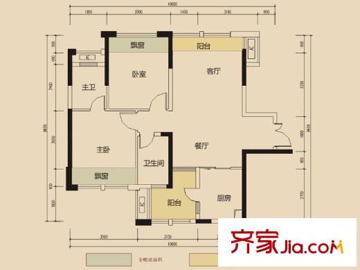 長沙奧林匹克花園4棟G2戶型 2室2廳2衛(wèi)1廚
