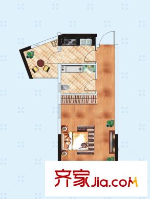 新城新世界三期B3戶(hù)型 1室2廳1衛(wèi)1廚