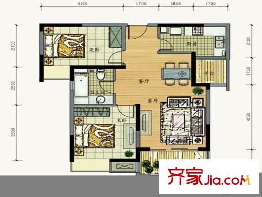 澤云?幸福里戶型圖2室2廳  戶型圖 2室2廳1衛(wèi)1廚