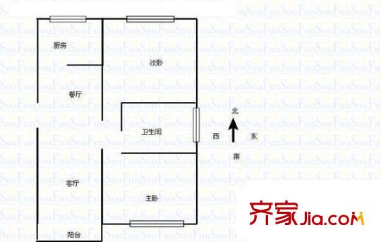 中國輕工設計研究院單位房戶型圖2室1廳  戶型圖 2室1廳1衛(wèi)1廚