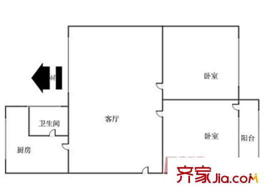 左家塘印刷廠宿舍戶型圖2室2廳 戶型圖 2室2廳1衛(wèi)1廚