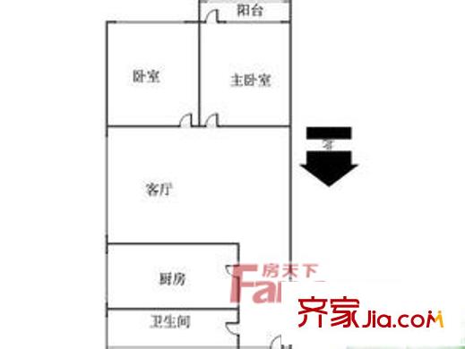 左家塘印刷廠宿舍戶型圖2室2廳  戶型圖 2室2廳1衛(wèi)1廚