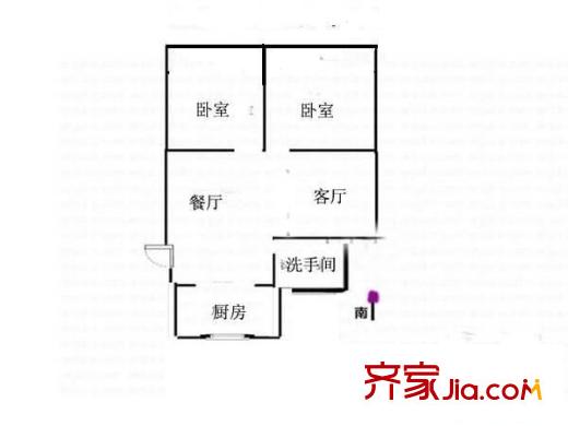 通程物流小區(qū)戶型圖2室2廳1衛(wèi)1廚  戶型圖 2室2廳1衛(wèi)1廚