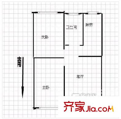 雨花亭服裝公司宿舍戶型圖2室1廳 戶型圖 2室1廳1衛(wèi)1廚