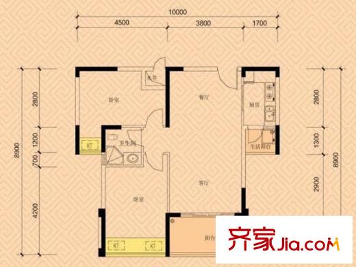 澤云?幸福里戶型圖2室2廳  戶型圖 2室2廳1衛(wèi)1廚