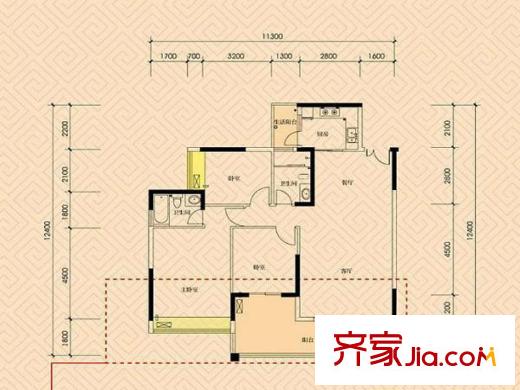 澤云?幸福里戶型圖3室2廳  戶型圖 3室2廳2衛(wèi)1廚