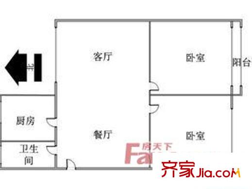 左家塘印刷廠宿舍戶型圖2室2廳  戶型圖 2室2廳1衛(wèi)1廚