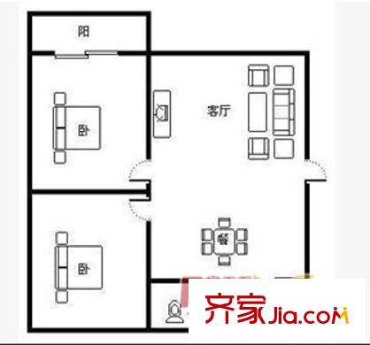 左家塘印刷廠宿舍戶型圖2室2廳 戶型圖 2室2廳1衛(wèi)1廚