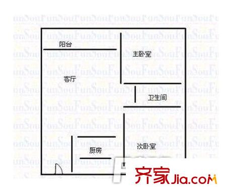 寧鄉(xiāng)豪德市場住宅樓戶型圖2室2廳 戶型圖  2室2廳1衛(wèi)1廚