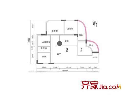 美麗星城戶型圖4室2廳  戶型圖 4室2廳2衛(wèi)1廚