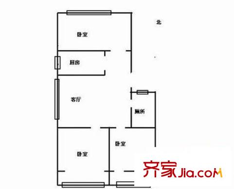 通程物流小區(qū)戶型圖3室2廳1衛(wèi)1廚  戶型圖 3室2廳1衛(wèi)1廚