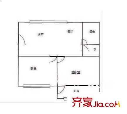 通程物流小區(qū)戶型圖2室2廳1衛(wèi)1廚  戶型圖 2室2廳1衛(wèi)1廚