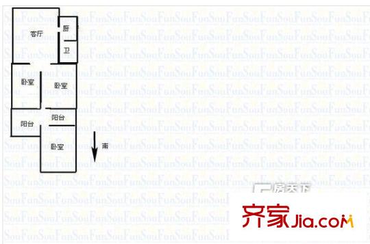 雨花亭服裝公司宿舍戶型圖3室1廳 戶型圖 3室1廳1衛(wèi)1廚