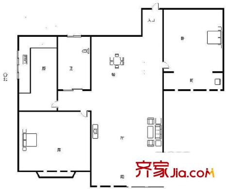 床單廠宿舍戶型圖2室2廳 戶型圖 2室2廳1衛(wèi)1廚