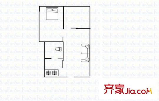砂子塘中醫(yī)院宿舍戶型圖1室1廳1衛(wèi)1廚 戶型圖 1室1廳1衛(wèi)1廚