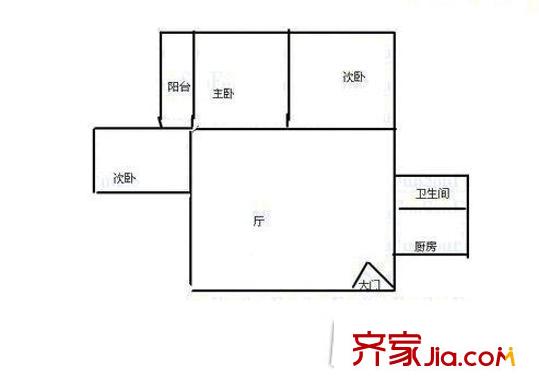 長沙第二十六中宿舍戶型圖3室1廳  戶型圖 3室1廳1衛(wèi)1廚