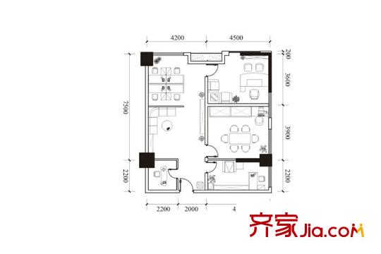 星隆國際廣場1號棟01戶型 3室2廳1衛(wèi)1廚