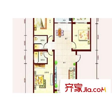 寧鄉(xiāng)豪德市場住宅樓戶型圖2室2廳 戶型圖  2室2廳1衛(wèi)1廚