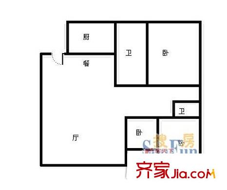 寧鄉(xiāng)豪德市場住宅樓戶型圖3室2廳 戶型圖  3室2廳2衛(wèi)1廚