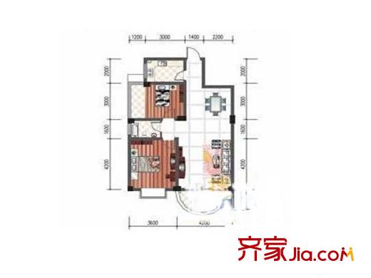 美麗星城戶型圖2室2廳  戶型圖 2室2廳1衛(wèi)1廚