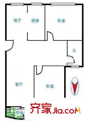 腦科醫(yī)院?jiǎn)挝环繎?hù)型圖2室2廳 戶(hù)型圖 2室2廳1衛(wèi)1廚