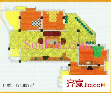 長沙新大新大廈戶型圖4室2廳 戶型圖 4室2廳2衛(wèi)1廚