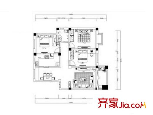 長房鳳凰苑戶型圖3室2廳  戶型圖 3室2廳1衛(wèi)1廚