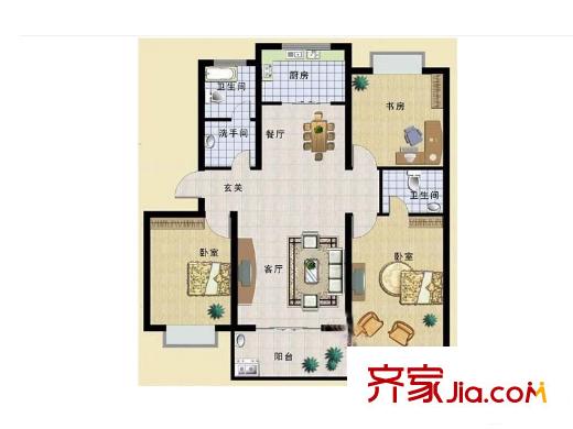 長房鳳凰苑戶型圖3室2廳  戶型圖 3室2廳2衛(wèi)1廚