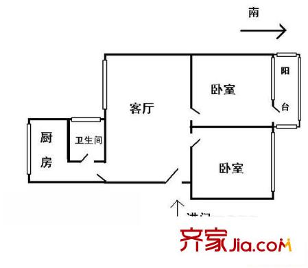 砂子塘中醫(yī)院宿舍戶型圖2室1廳1衛(wèi)1廚 戶型圖 2室1廳1衛(wèi)1廚