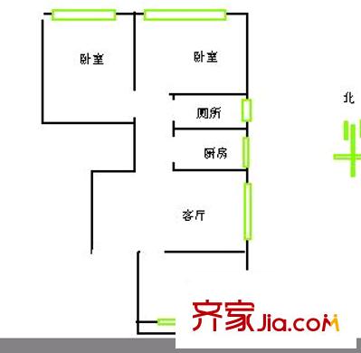 砂子塘中醫(yī)院宿舍戶型圖3室1廳 戶型圖 3室1廳1衛(wèi)1廚
