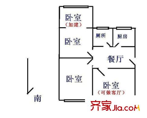 長沙第二十六中宿舍戶型圖3室2廳  戶型圖 3室2廳1衛(wèi)1廚