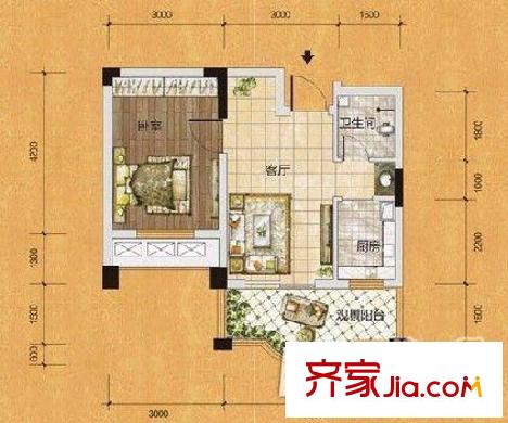 中房碧翠園戶型圖1室1廳 戶型圖 1室1廳1衛(wèi)1廚