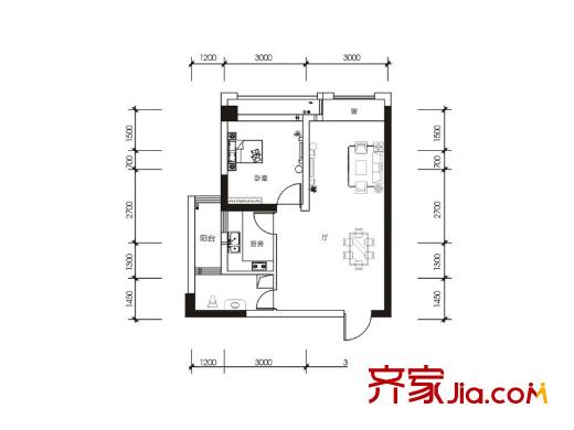 百納廣場3A-B戶型 1室1廳