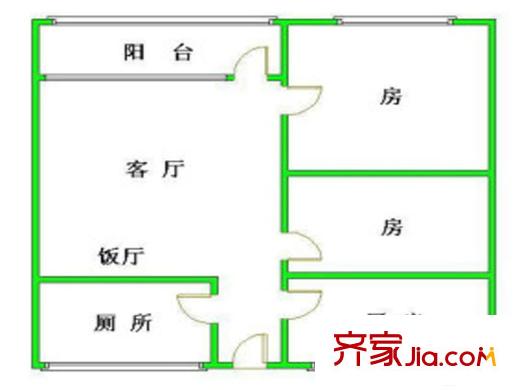 豐園中山小區(qū)戶型圖2室2廳 戶型圖  2室2廳1衛(wèi)1廚