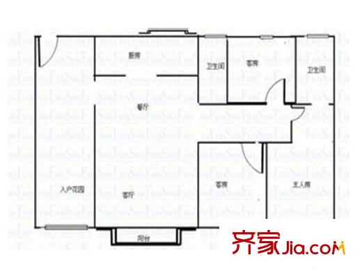 湘凱石化大廈戶型圖3室2廳  戶型圖 3室2廳2衛(wèi)1廚
