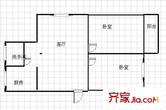 二十三冶單位房戶型圖2室1廳1衛(wèi)1廚 戶型圖 2室1廳1衛(wèi)1廚