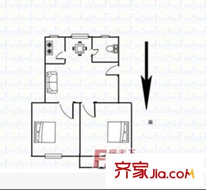長沙市雨花區(qū)工貿(mào)學(xué)院戶型圖2室1廳 戶型圖  2室1廳1衛(wèi)1廚