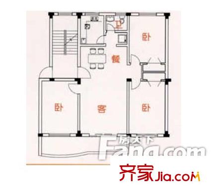 愛地林苑戶型圖三室兩廳一廚一衛(wèi) 3室2廳1衛(wèi)1廚