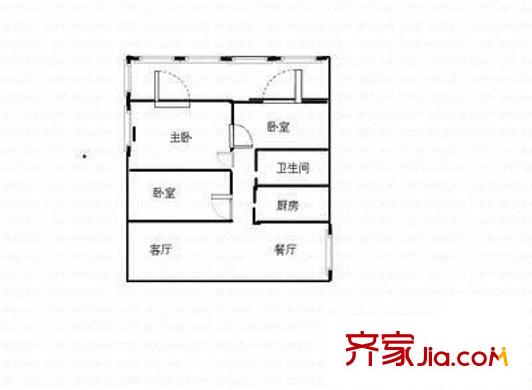 銀園公寓戶(hù)型圖3室2廳1衛(wèi)1廚  戶(hù)型圖 3室2廳1衛(wèi)1廚
