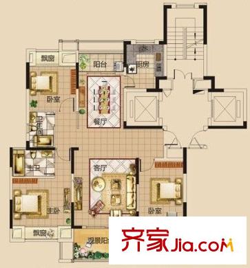 奧林匹克花園三期戶型圖3室2廳 戶型圖 3室2廳2衛(wèi)1廚