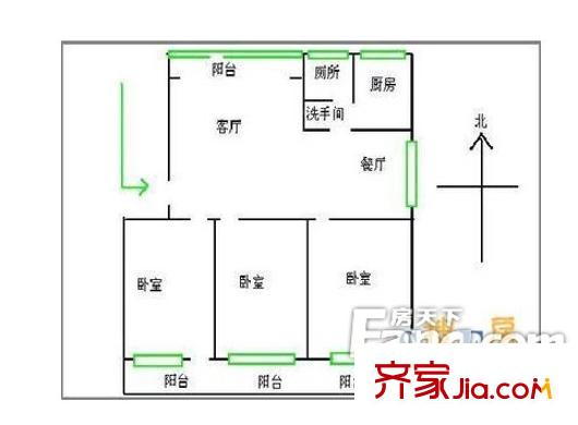 省煙草局宿舍戶型圖3室2廳 戶型圖 3室2廳1衛(wèi)1廚
