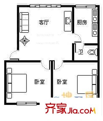 天心苑戶型圖2室1廳 戶型圖 2室1廳1衛(wèi)1廚
